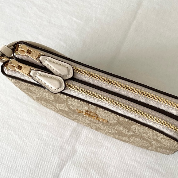 COACH Double Corner Zip Wristlet in Signature Canvas - Picture 9 of 11